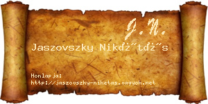 Jaszovszky Nikétás névjegykártya